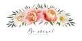 Vector floral card design: garden pink peach, creamy orange Rose