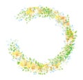 Vector floral circle frame. Fowers and leaves.