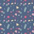 Floral colorful seamless pattern. Scandinavian style