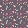 Vector floral colorful seamless pattern. Scandinavian illustration