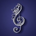 Vector Floral Decorative Treble Clef Royalty Free Stock Photo