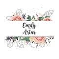 Vector floral design card boho art wedding watercolor Invitation