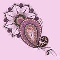 Vector floral elements in indian mehendy style. Royalty Free Stock Photo