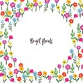 Vector floral frame. Bright flowers arrange in border