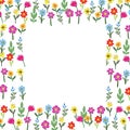 Vector floral frame. Bright flowers arrange in border