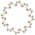 Vector floral frame. Cute border in the shape of circle with decorative roses