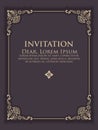 Vector floral and geometric monogram frame on light grey background with sample text. Monogram design element. Royalty Free Stock Photo