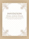 Vector floral and geometric monogram frame on light grey background with sample text. Monogram design element. Royalty Free Stock Photo