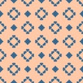 Vector floral geometric seamless pattern. Abstract texture. Blue and peach color Royalty Free Stock Photo