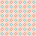 Vector floral geometric seamless pattern with colorful elements, diamonds, grid Royalty Free Stock Photo