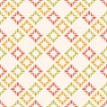 Vector floral geometric seamless pattern with colorful elements, diamonds, grid Royalty Free Stock Photo