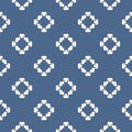 Vector floral geometric seamless pattern. Simple blue and white minimal ornament Royalty Free Stock Photo