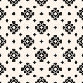 Vector floral geometric seamless pattern. Elegant abstract texture. Black and white color. Royalty Free Stock Photo