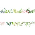 Vector floral greenery card design. Wedding invite poster with rustic garden branches and leaves. Trendy floral borders