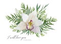 Vector floral greeting card design with elegant bouquet of white