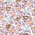 Vector floral grunge pattern with roses Royalty Free Stock Photo