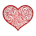 Vector floral heart. Valentine`s Day. Pattern with roses Royalty Free Stock Photo