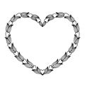 Vector floral heart wreath. Frame of leaves and flowers. Doodle style Royalty Free Stock Photo