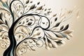 vector floral illustration with branches of leavesvector floral illustration with branches of