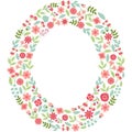 Vector floral letter O. Vector floral abc. English floral