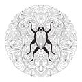Vector Floral Mandala with bug. Royalty Free Stock Photo
