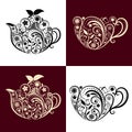 Vector Floral Ornamental Teapot and Cup Set Royalty Free Stock Photo