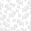 Vector floral pattern in doodle style with flowers and leaves. Gentle, spring floral background.