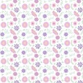 Vector floral pattern in doodle style with flowers and leaves. Gentle, spring floral background. Cute childish print. Royalty Free Stock Photo