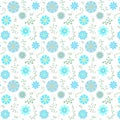 Vector floral pattern in doodle style with flowers and leaves. Gentle, spring floral background. Cute childish print. Royalty Free Stock Photo