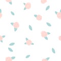 Vector floral pattern in doodle style with flowers and leaves on white background Royalty Free Stock Photo