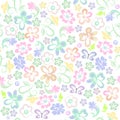 Vector floral pattern in pastel colors for fabric design, wallpaper, print production. Set of different small decorative flower