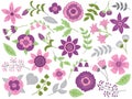 Vector Floral Purple Set