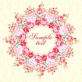 Vector floral round card with rose.