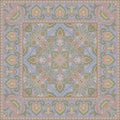 Vector blue vintage floral scarf design