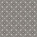 Vector floral seamless pattern. Abstract black and white geometric ornament Royalty Free Stock Photo