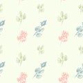 Vector floral seamless pattern with blooming roses. Seamless floral pattern on a gentle beige background. Roses are drawn in Royalty Free Stock Photo