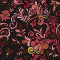 Vector floral seamless pattern with colorful fantasy plants and curls Royalty Free Stock Photo