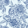 Vector floral seamless pattern with dahlias