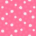 Vector floral seamless pattern in doodle style on pink