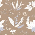 Vector floral seamless pattern in hand drawn style