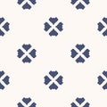 Vector floral seamless pattern. Navy blue and white abstract geometric texture Royalty Free Stock Photo