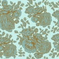 Vector floral seamless pattern with roses and persian buttercup