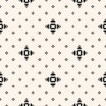 Vector floral seamless pattern. Simple black and white minimal geometric texture Royalty Free Stock Photo