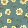 Vector floral seamless pattern with yellow roses Royalty Free Stock Photo