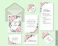 Vector floral template for wedding invitation. Pink roses Royalty Free Stock Photo