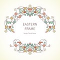 Vector floral vignette in Eastern style. Royalty Free Stock Photo