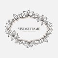 Vector floral vintage frame. Retro style graphic Royalty Free Stock Photo