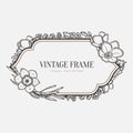 Vector floral vintage frame. Retro style graphic Royalty Free Stock Photo