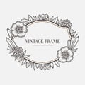 Vector floral vintage frame. Retro style graphic Royalty Free Stock Photo