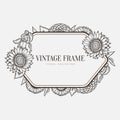 Vector floral vintage frame. Retro style graphic Royalty Free Stock Photo